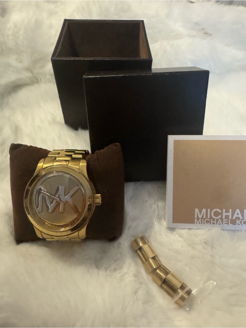 Michael Kors Gold and Silver MK Logo Bracelet Watch